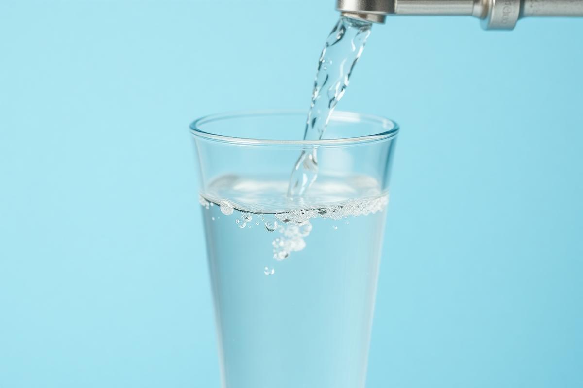 Purified water being dispensed from a serviced RO purifier tap